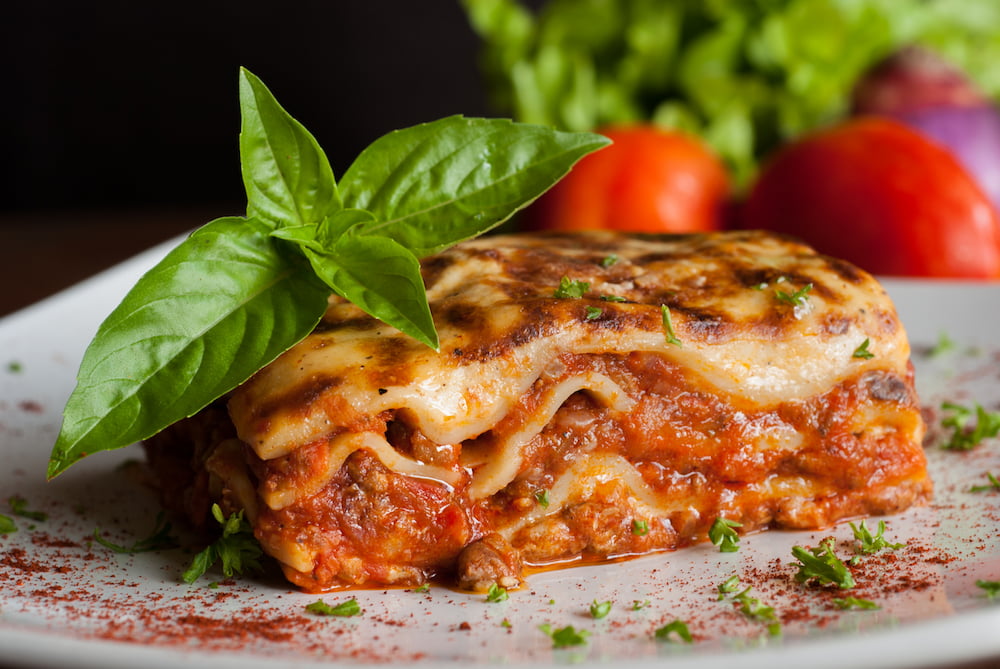 Lasagna with basil
