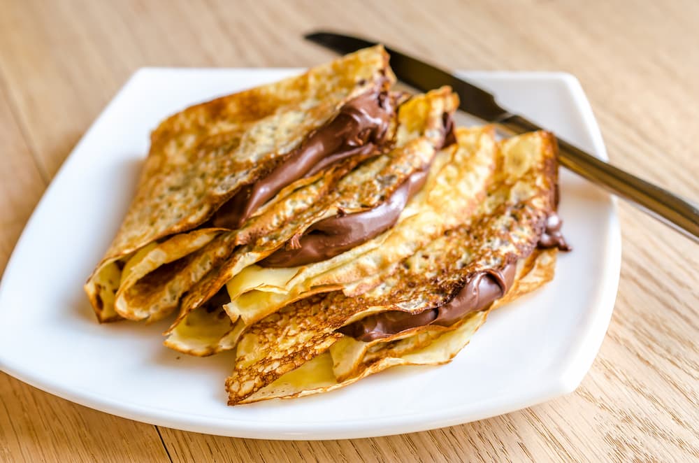 Chocolate filled crepes
