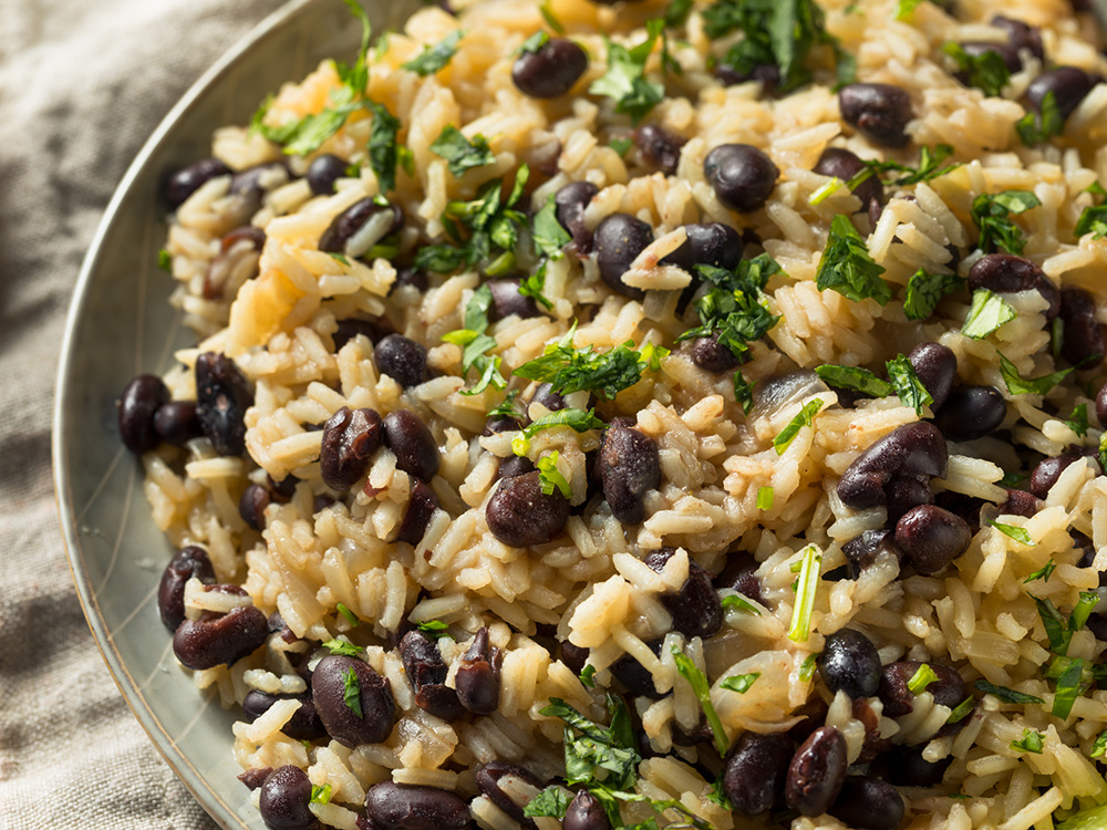 Black beans and rice in a bowl